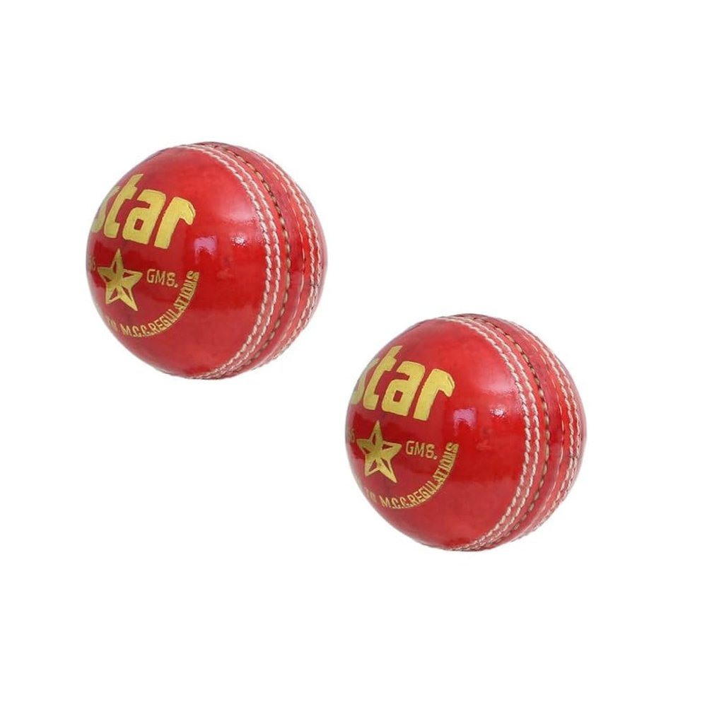 CW Star Red Leather Cricket Ball 4 Piece Season Balls Adult - Men Cricket Season Cricket Ball Red Pack of 12