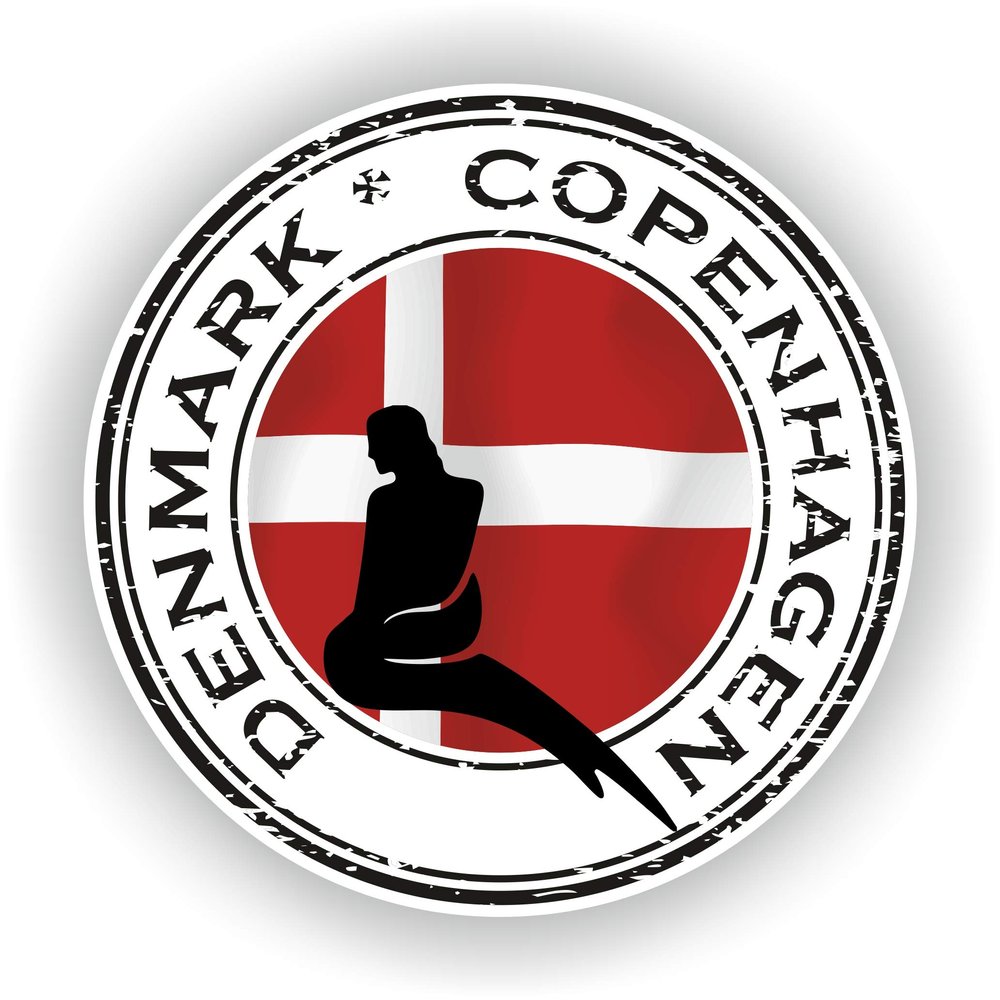 1x Denmark Copenhagen Round Vinyl Waterproof Sticker - 25cm / 9.8inches