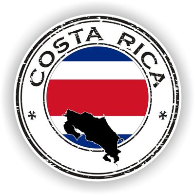 1x Costa Rica Round Vinyl Waterproof Sticker - 5cm / 2inches
