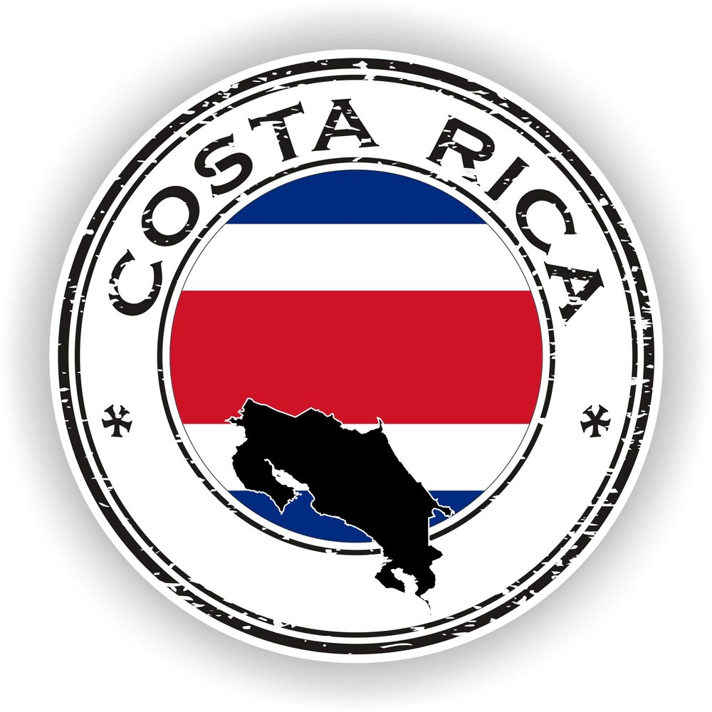 1x Costa Rica Round Vinyl Waterproof Sticker - 5cm / 2inches