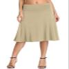 Urban CoCo Women's Ruched High Waist Knee Length Jersey A-Line Stretchy Flared Casual Skirt (M, Camel) view 1