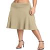 Urban CoCo Women's Ruched High Waist Knee Length Jersey A-Line Stretchy Flared Casual Skirt (M, Camel) view 2