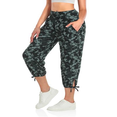 DIBAOLONG Womens Yoga Capri Pants Loose Yoga Pants Comfy Lounge Joggers Pajama Sweatpants with Pockets Camo M
