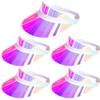 5 Pack Sun Visor Hat Women Reflective Clear Bachelor Party Outdoor Beach Sports Travel Running Retro Golf Trip Sunhat Visors Cap (Iridescent,Pink) view 1