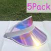 5 Pack Sun Visor Hat Women Reflective Clear Bachelor Party Outdoor Beach Sports Travel Running Retro Golf Trip Sunhat Visors Cap (Iridescent,Pink) view 2