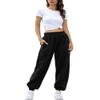 HeSaYep Women's High Waisted Sweatpants Workout Active Joggers Pants Baggy Lounge Bottoms,Black L view 4