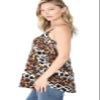 Women Front and Back Reversible Round hollowout v Neck Lightweight Loose Flare Swing fit Camisole Tank top (Leopard, Small) view 4
