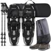 Odoland 4-in-1 Snowshoes Snow Shoes for Men and Women with Trekking Poles, Carrying Tote Bag and Waterproof Snow Leg Gaiters, Lightweight Aluminum Alloy Snow Shoes, Black, Size 21'' view 1