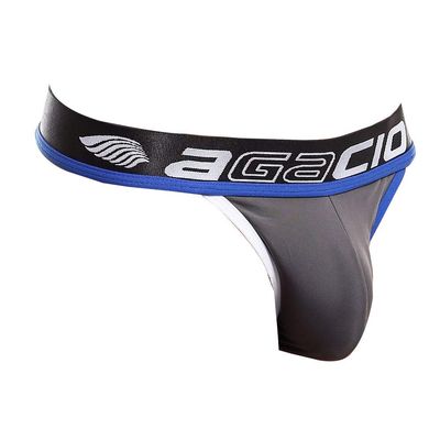 Agacio Mens Thong Underwear w/Pouch, Sexy Mens Bikini Underwear w/Wide Waistband and Ultra-Soft Fabric Grey