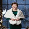 BODIY Bride Fur Shawls and Wraps Bridal Wedding Faux Fur Scarf Winter Sleeveless Fur Stole for Women and Bridesmaids (White) view 4