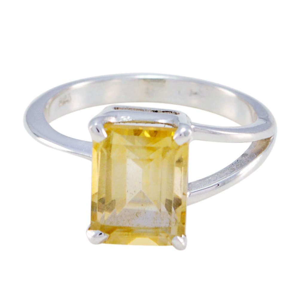 Joyas Plata Natural Gemstone Octagon Shape One Stone Faceted Citrine rings-925 Sterling Silver Yellow Citrine Ring-June Birth Gemini Astrology Natural Gemstone Ring SRCITFC-6060-11 us