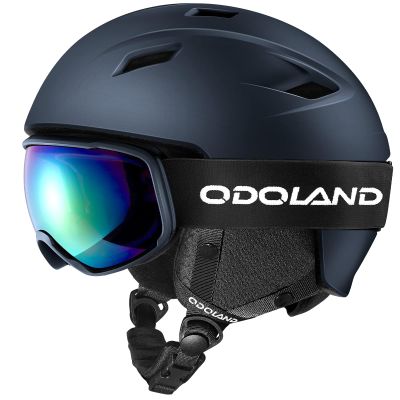 Odoland Ski Helmet and Goggles Set for Adults & Youth, Snowboard Helmet with Goggles - Shockproof Winter Sports Helmet with Protective Shell for Men, Women & Teens, Midnight Blue, M
