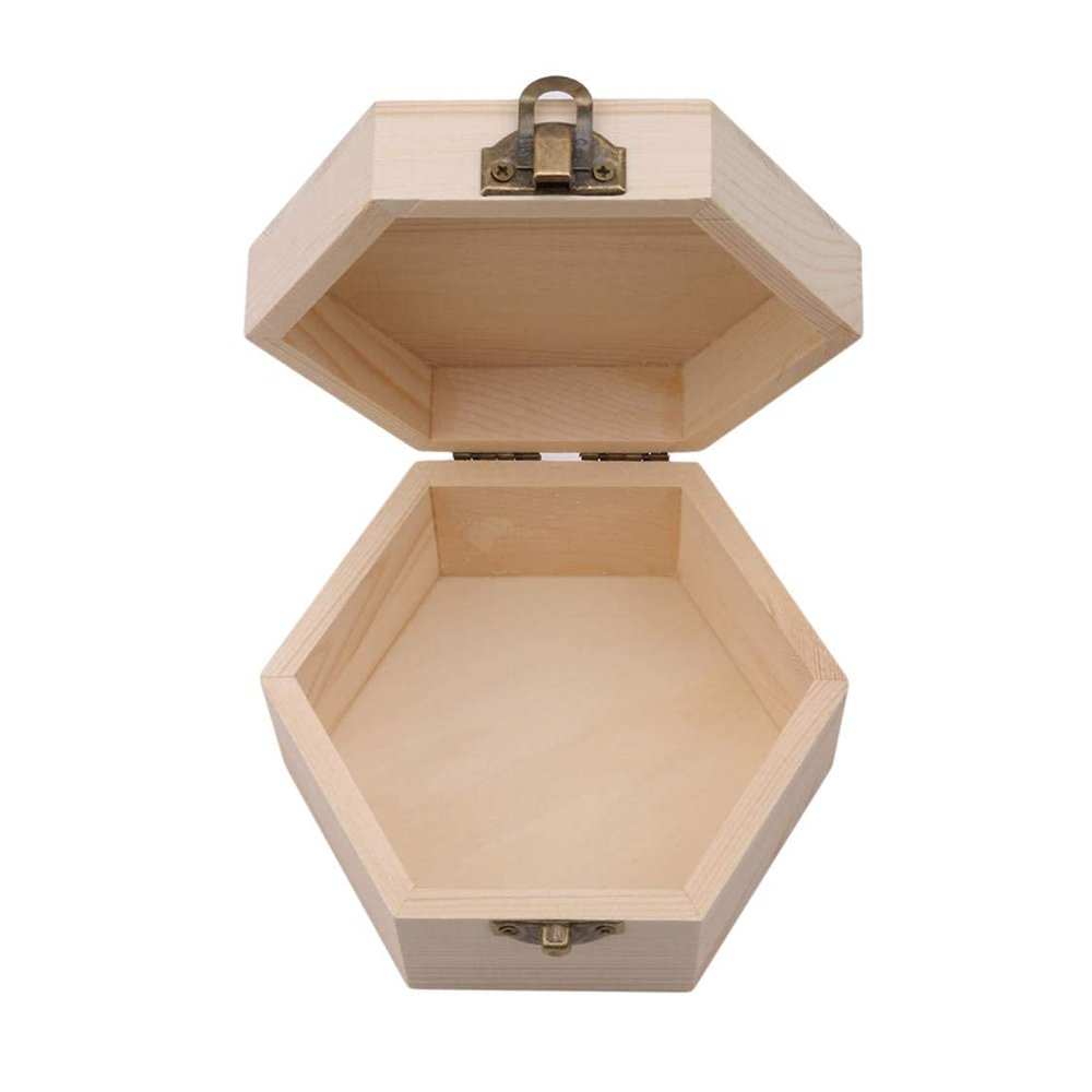 Idiytip Wooden Necklace Jewelry Display Tray Jewelry Storage Boxes Hexagon Boxes Beads Crafts Case Containers