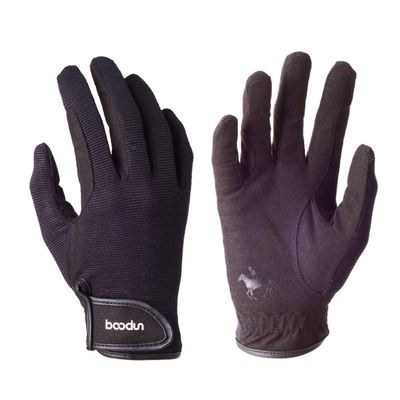 EXCEART 1pair Professional Unisex Gloves Black Microfiber Riding Gloves Wrist Breathable Ergonomic Touchscreen Training Accessory for Horse Riding