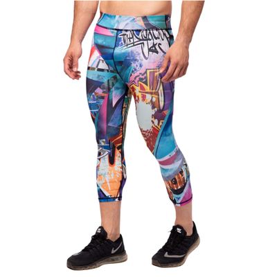 Kapow Meggings Men's Performance 3/4 Leggings Sports Compression with Pockets (Rev-X, Medium)