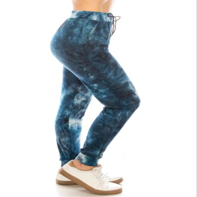 Leggings Depot JGAX-S775-2X Steel Tie Dye Print Jogger Pants w/Pockets, 2X Plus