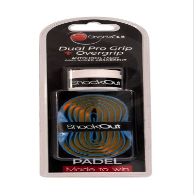 ShockOut Dual Pro Grip + Overgrip (Blue/Orange) - Combined Impact Absorption and Grip Enhancement System for Racket Sports