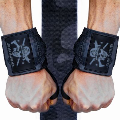 Wrist Wraps for Weightlifting - 18" Heavy Duty Wrist Support for Working Out, Gym Accessories for Men - Use for Lifting, Crossfit, Fitness, Exercise, Bench Press, Powerlifting (Black Camo)