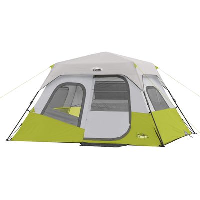 CORE 6 Person Instant Cabin Tent | Portable Large Pop Up Tent with Easy 60 Second Camp Setup for Family Camping | Included Hanging Organizer for Outdoor Camping Accessories