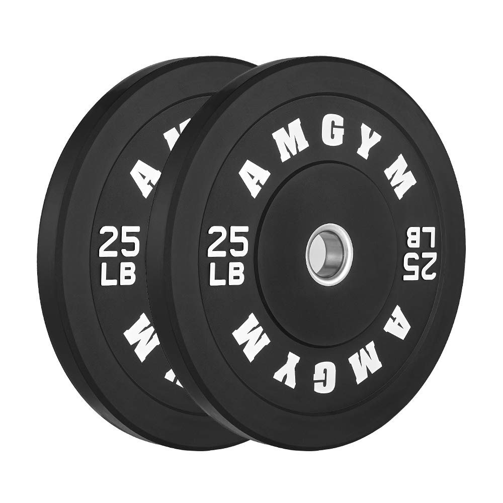 AMGYM LB Bumper Plates Olympic Weight Plates, Bumper Weight Plates Steel Insert, Strength Training Pair