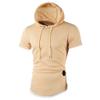 XUETON Causal Short Sleeve Hoodies Slim Fit Workout Tops with Hood Sleeveless Gym T-Shirt Muscles Tees Pockets(Khaki,3X-Large) view 1