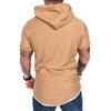 XUETON Causal Short Sleeve Hoodies Slim Fit Workout Tops with Hood Sleeveless Gym T-Shirt Muscles Tees Pockets(Khaki,3X-Large) view 3