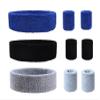 SUSU BLOCK 9 Sweatbands Set, Includes 3 Sports Headbands and 6 Cotton Wristbands (Blue+Grey+Black) for Men and Women's Athletic Activities view 1