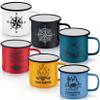 P&P CHEF 16 Oz Enamel Mug Coffee Cup Set of 6, Camping Enamel Mug with Patterns & Handle for Tea Soup Milk, Corlorful Gift for Camp Home Office, Lightweight & Durable view 1