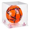 Better Display Cases Acrylic Display Case for Collectibles, Full Size Soccer Ball Display Case,Pink Risers & Clear Base, Handcrafted Showcase Box.DIM;9.75" L x 9.75" W x 9.75" H. (B02) view 1