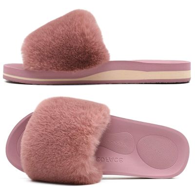 COFACE Womens Slippers with Arch Support Comfy Open Toe Fuzzy Woman House Shoes Size 9 Plantar Fasciitis Orthopedic Comfortable Slippers-for-Women Indoor