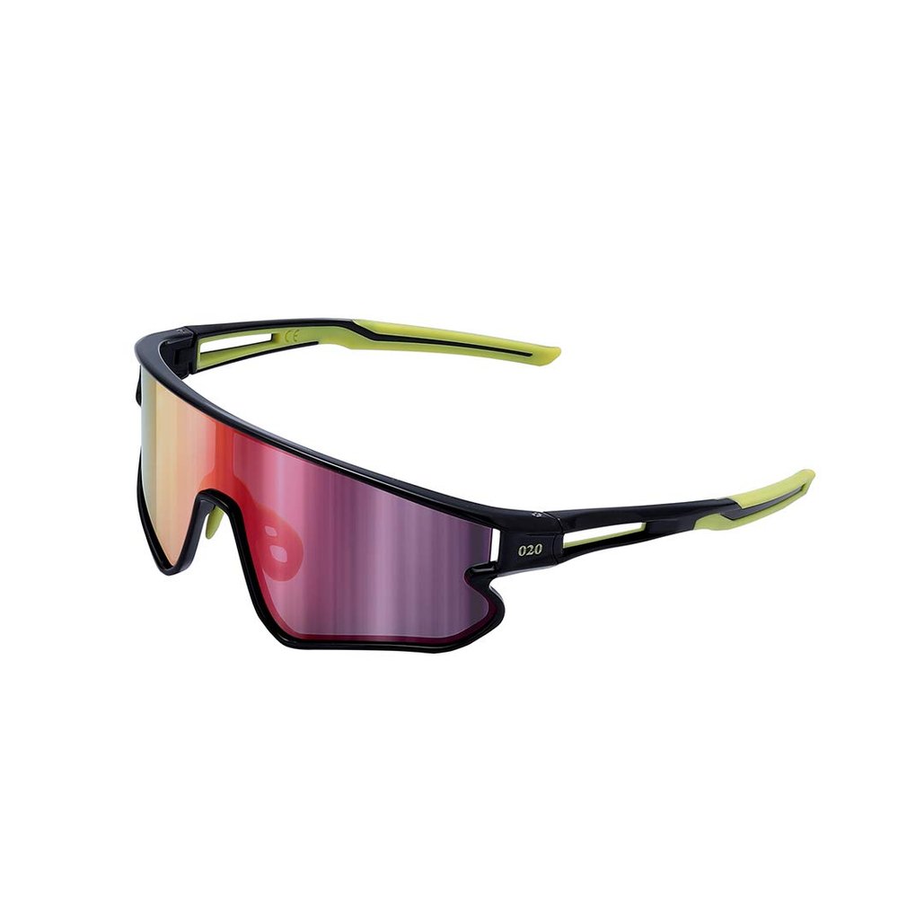 O2O Sport Sunglasses (Black and yellow frame with red lens)
