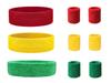 SUSU BLOCK 9 Pieces Sweatbands Set, Includes 3 Pieces Sports Headband and 6 Pieces Cotton Wristbands (Red+Yellow+Green) for Men and Women Athletic Bands for Basketball, Tennis, Working Out view 1