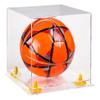 Better Display Cases Acrylic Display Case for Collectibles, Full Size Soccer Ball Display Case,Yellow Risers & Clear Base, Handcrafted Showcase Box.DIM;9.75" L x 9.75" W x 9.75" H. (B02) view 1