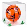 Better Display Cases Acrylic Display Case for Collectibles, Full Size Soccer Ball Display Case,Green Risers & Clear Base, Handcrafted Showcase Box.DIM;9.75" L x 9.75" W x 9.75" H. (B02) view 1