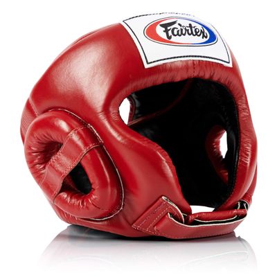 Fairtex Full Head Guard | Premium Handcrafted Headgear with 3-Layer Padding| Lightweight | Sleek Design for Optimal Movement | Extra Protection | Secure Fit with Adjustable Straps (Red-Extra Large)