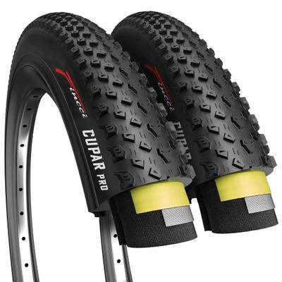 Fincci Foldable 26x2.10 Mountain Bike Tires - 26 Inch Bike Tires with 1mm Nylon Puncture Proof - Black Kevlar 26 Bike Tire 60 TPI with Cross Country Profile for MTB, XC, Folding,Hybrid Bicycles