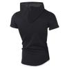 XUETON Causal Short Sleeve Hoodies Slim Fit Workout Tops with Hood Sleeveless Gym T-Shirt Muscles Tees Pockets(Black,3X-Large) view 1
