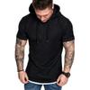 XUETON Causal Short Sleeve Hoodies Slim Fit Workout Tops with Hood Sleeveless Gym T-Shirt Muscles Tees Pockets(Black,3X-Large) view 2