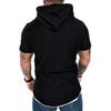 XUETON Causal Short Sleeve Hoodies Slim Fit Workout Tops with Hood Sleeveless Gym T-Shirt Muscles Tees Pockets(Black,3X-Large) view 3