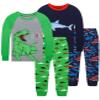 Dolphin&Fish Boys Dinosaur Shark Pajamas 4Pieces Cotton Kids Sleepwear Toddler Clothes Size 6 Blue view 1