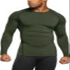 TSLA Men's Thermal Long Sleeve Compression Shirts, Athletic Base Layer Top, Winter Gear Running T-Shirt, Heatlock Round Neck Olive, X-Small view 1