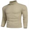 COOFANDY Men's Slim Fit Turtleneck Sweater Casual Knitted Twisted Pullover Solid Sweaters Khaki 3X-Large view 2