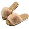 COFACE Womens Slippers with Arch Support Comfy Open Toe Fuzzy Woman House Shoes Size 5 Plantar Fasciitis Orthopedic Comfortable Slippers-for-Women Indoor view 3