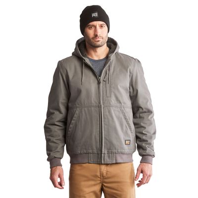 Timberland PRO Gritman Lined Canvas Hooded Jacket, Pewter, Extra Large