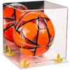 Better Display Cases Acrylic Display Case for Collectibles, Full Size Soccer Ball Display Case,Yellow Risers & Clear Base, Handcrafted Showcase Box.DIM;9.75" L x 9.75" W x 9.75" H. (B02) view 1