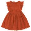Csbks Toddler Girls Cute Pompoms Lace Floral Elegant Retro Swing Party Dress Reddish Brown 90(1T) view 1