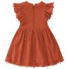 Csbks Toddler Girls Cute Pompoms Lace Floral Elegant Retro Swing Party Dress Reddish Brown 90(1T) view 3