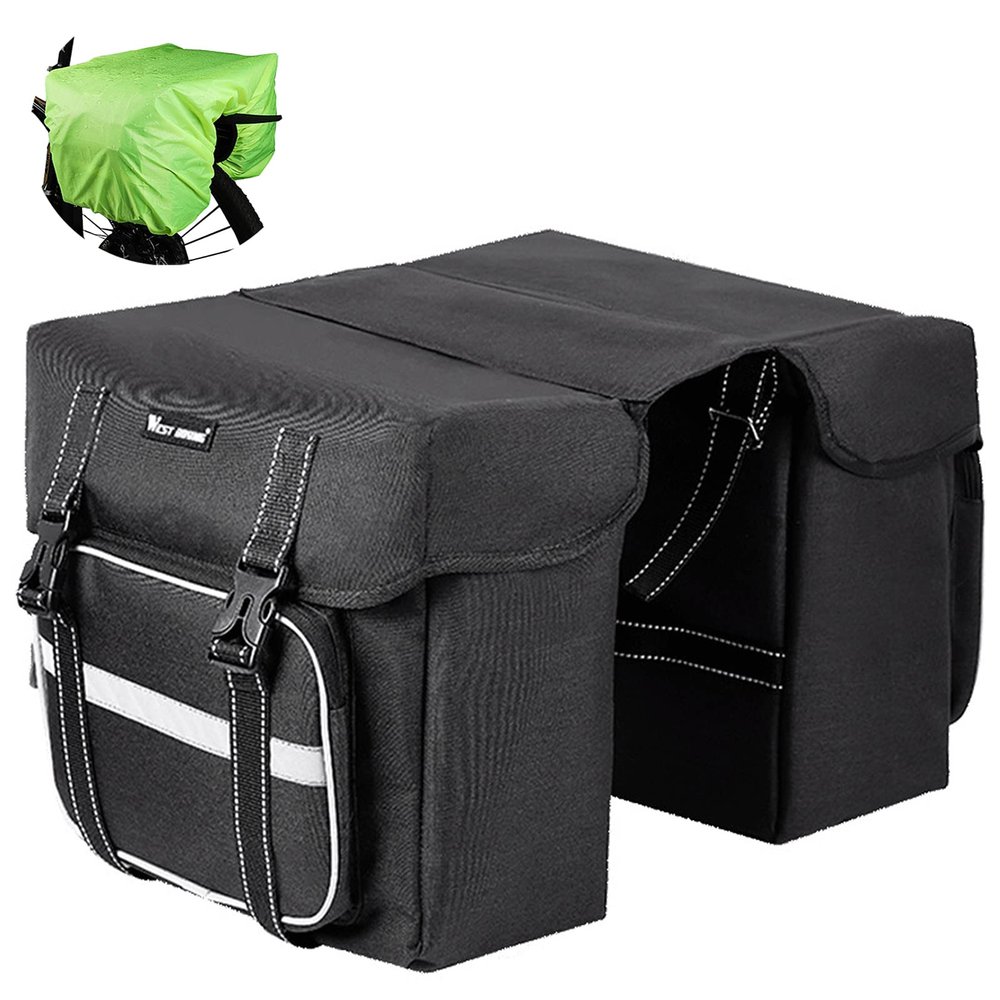 BAIGIO Bike Double Pannier Bags Waterproof Bicycle Rear Seat Panniers Pack with Reflective Stripe
