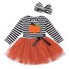 1-6T Toddler Kids Baby Girls Halloween Outfits Ghost Pumpkin Print Long Sleeve Dress Winter Clothes (Pumpkin, 18-24 Months) view 1