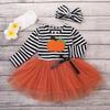1-6T Toddler Kids Baby Girls Halloween Outfits Ghost Pumpkin Print Long Sleeve Dress Winter Clothes (Pumpkin, 18-24 Months) view 2